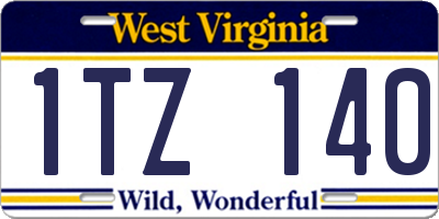 WV license plate 1TZ140