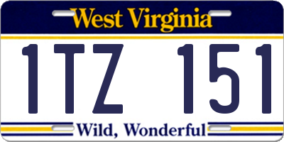 WV license plate 1TZ151