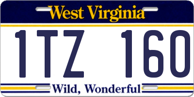 WV license plate 1TZ160