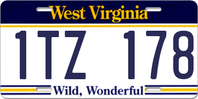 WV license plate 1TZ178