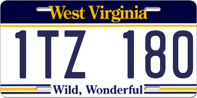WV license plate 1TZ180
