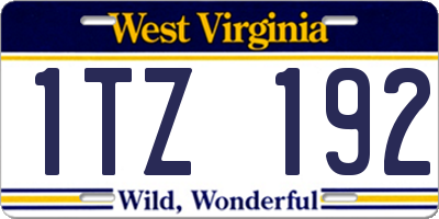 WV license plate 1TZ192