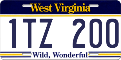 WV license plate 1TZ200