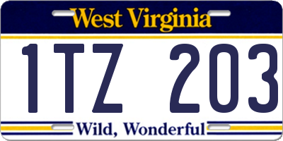 WV license plate 1TZ203