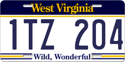WV license plate 1TZ204
