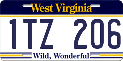 WV license plate 1TZ206
