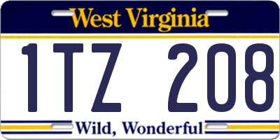 WV license plate 1TZ208
