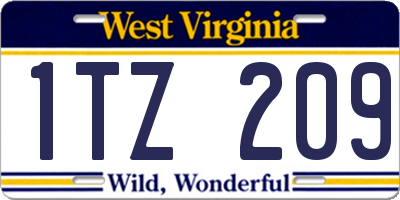 WV license plate 1TZ209