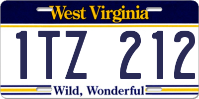 WV license plate 1TZ212