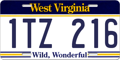 WV license plate 1TZ216