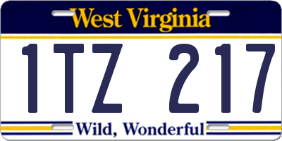 WV license plate 1TZ217