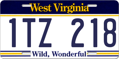 WV license plate 1TZ218