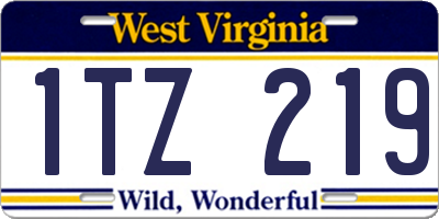 WV license plate 1TZ219