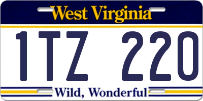 WV license plate 1TZ220