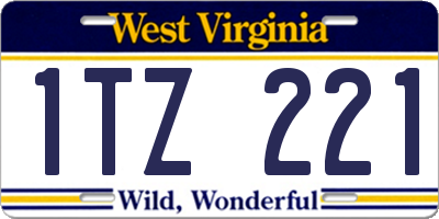 WV license plate 1TZ221