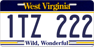 WV license plate 1TZ222
