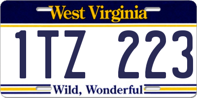 WV license plate 1TZ223