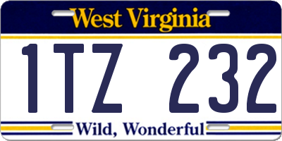 WV license plate 1TZ232