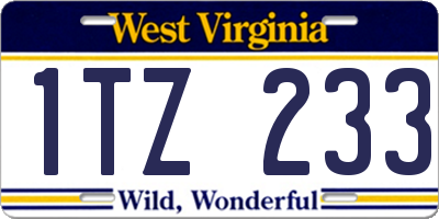 WV license plate 1TZ233