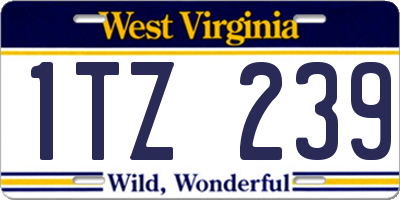 WV license plate 1TZ239