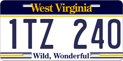 WV license plate 1TZ240