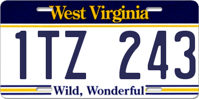 WV license plate 1TZ243