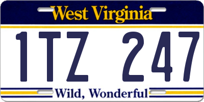 WV license plate 1TZ247