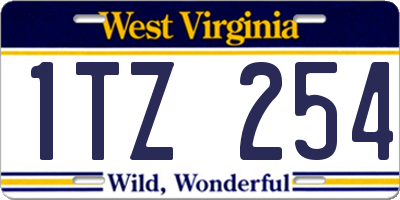 WV license plate 1TZ254