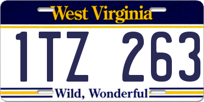 WV license plate 1TZ263