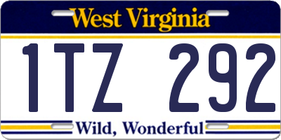WV license plate 1TZ292
