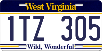 WV license plate 1TZ305