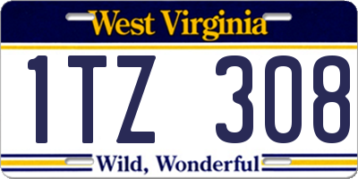WV license plate 1TZ308