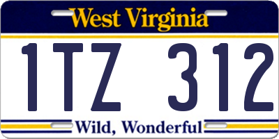 WV license plate 1TZ312