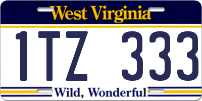 WV license plate 1TZ333