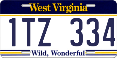 WV license plate 1TZ334