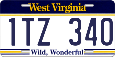 WV license plate 1TZ340