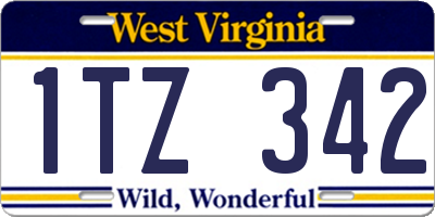 WV license plate 1TZ342