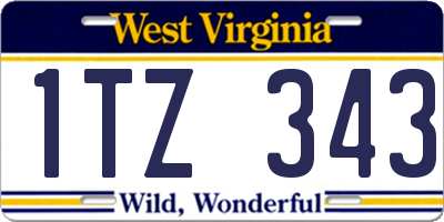 WV license plate 1TZ343