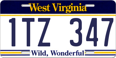 WV license plate 1TZ347