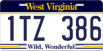 WV license plate 1TZ386