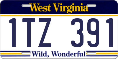 WV license plate 1TZ391