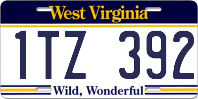 WV license plate 1TZ392