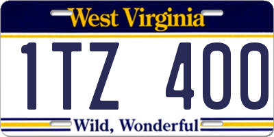 WV license plate 1TZ400