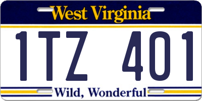 WV license plate 1TZ401