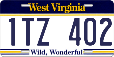 WV license plate 1TZ402