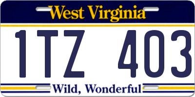 WV license plate 1TZ403