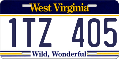 WV license plate 1TZ405