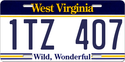 WV license plate 1TZ407
