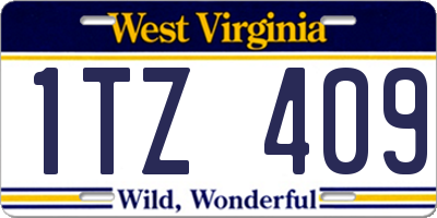 WV license plate 1TZ409