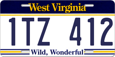 WV license plate 1TZ412